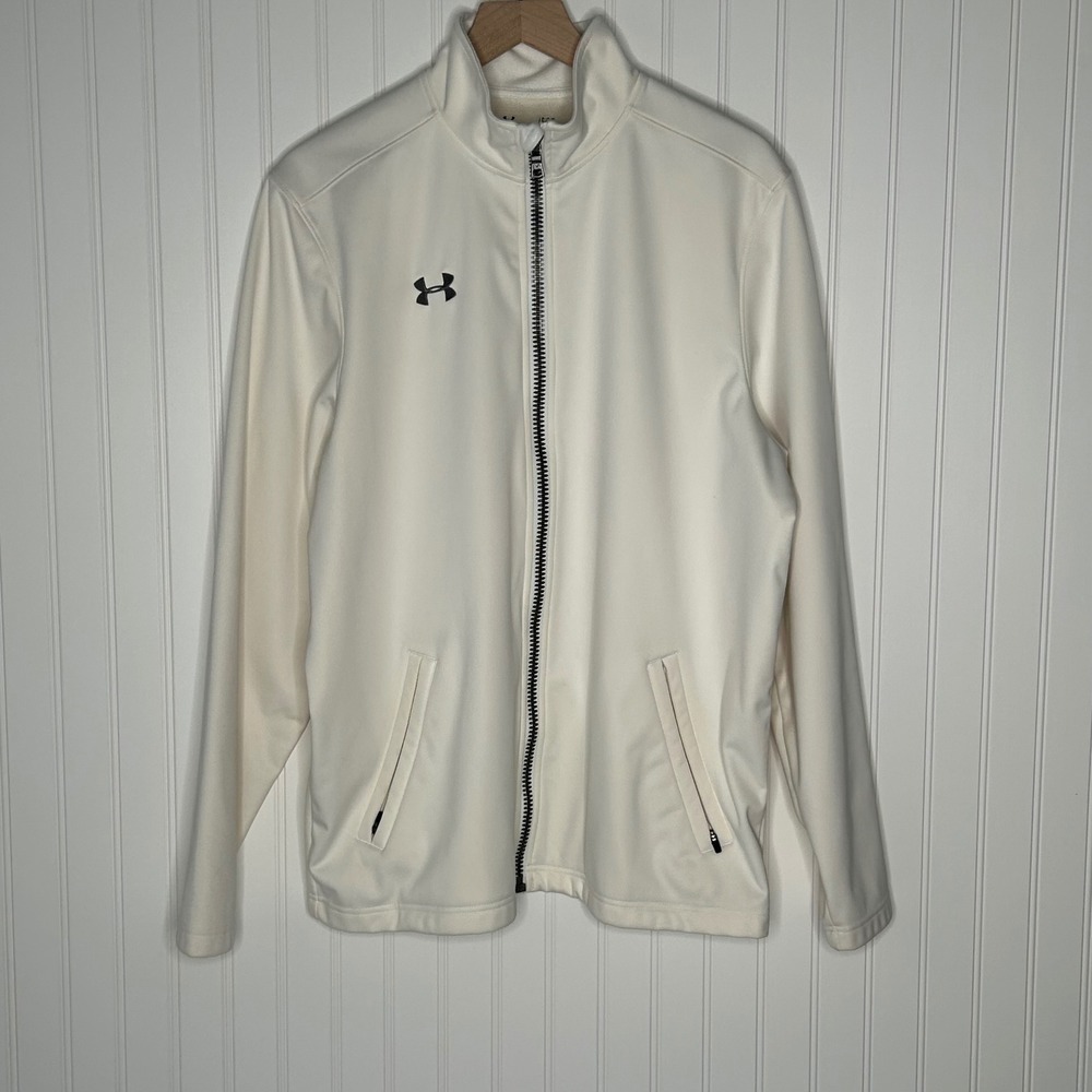 Under Armour ColdGear Cream Full Zip Loose Fit Athletic Training Jacket Large